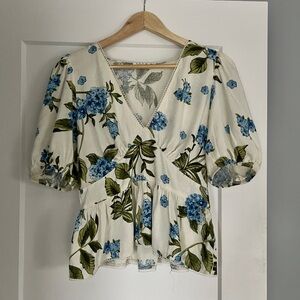 TCEC Blue and Green Floral Blouse
